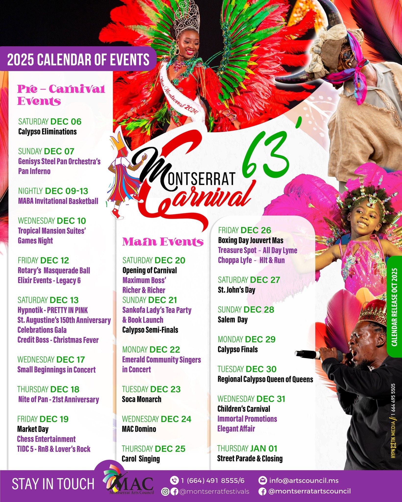 Montserrat Festival Calypso Monarch Event 2025 Flyer Front Page